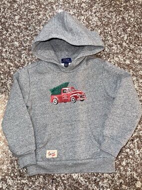 Ralph Lauren Boys Gray Hoodie (Christmas Tree) 🌲
